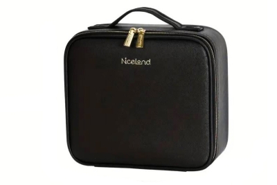 Aynalı Çok Bölmeli Siyah Makyaj Çantası