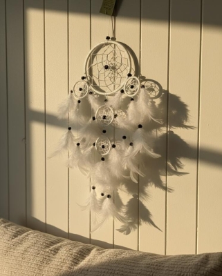 Boncuklu Rüya Düş Kapanı Turkuaz Dream Catcher Beyaz