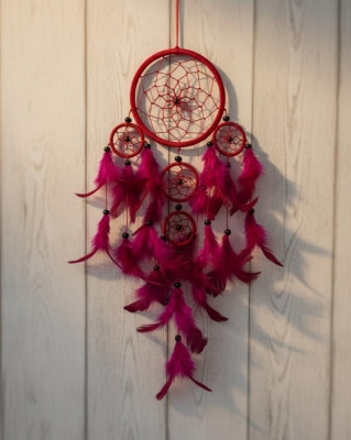 Boncuklu Rüya Düş Kapanı Turkuaz Dream Catcher Fuşya Kırmızı
