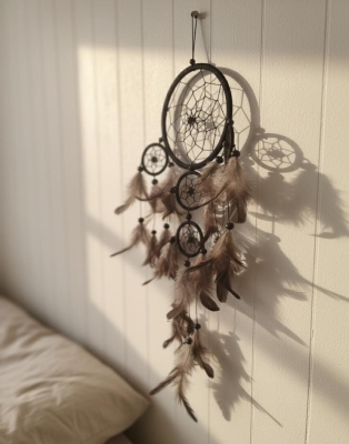 Boncuklu Rüya Düş Kapanı Turkuaz Dream Catcher Siyah