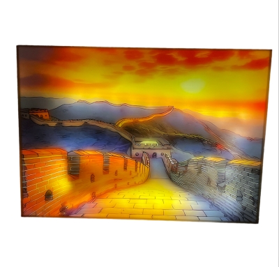 Çin Seddi USBli Led Işık Boyama Dekoratif Ahşap Çerçeve