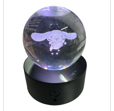 Cinnamoroll  Işıklı Renk Değiştiren Şarjlı Kristal Cam Küre