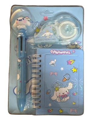 Cinnamoroll Çok Renkli Tükenmez Kalem Not Defteri Şerit Silici Seti