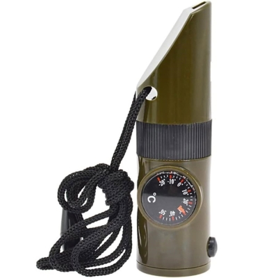 Çok Fonksiyonlu El Fenerli Termometre Dereceli Pusulalı Büyüteçli Aynalı Yüksek Desibel Yüksek Sesli Deprem Kamp Düdüğü