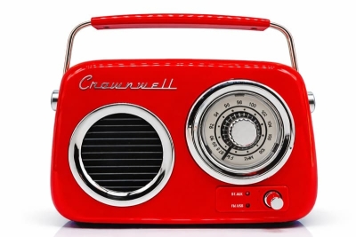Crownwell Retro Tasarımlı Bluetooth FM Radyo Kırmızı