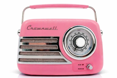 Crownwell Retro Tasarımlı Bluetooth FM Radyo Pembe