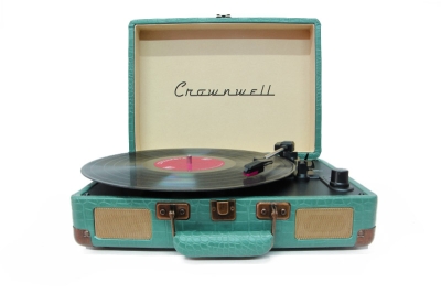 Crownwell Şarjlı CW002-DG Turntable Suitcase CR Series Çantalı Pikap Yeşil