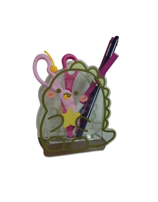 Dinozor Şeklinde Şeffaf Plastik Masaüstü Kalemlik Kalem Kutusu