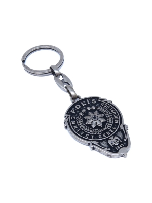 E.G.M Polis Armalı Rozet Eskitme Döküm Metal Çift Taraflı Kabartmalı Anahtarlık