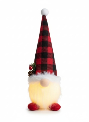 Ekose Şapkalı Işıklı Mini Yılbaşı Cini