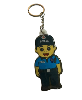 Erkek Polis Figürlü Pleksi Anahtarlık