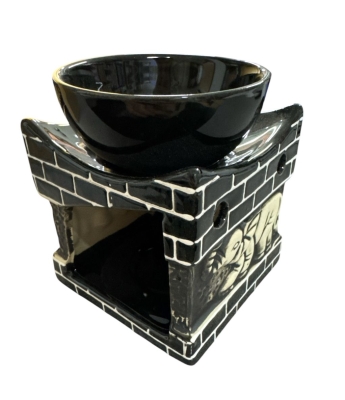 Fil Desenli Mini Seramik Mumlu Buhurdanlık Siyah