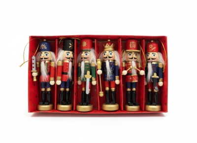 Fındıkkıran Askerleri Ahşap Yılbaşı Ağacı Süsü 6lı Figür Seti