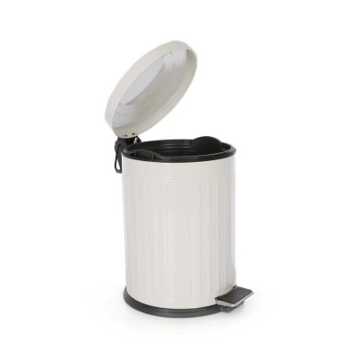 Foreca 16 LT Vintage Pedallı Amortisör Kapaklı Çöp Kovası Beyaz