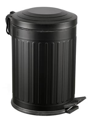 Foreca 16 LT Vintage Pedallı Amortisör Kapaklı Çöp Kovası Siyah