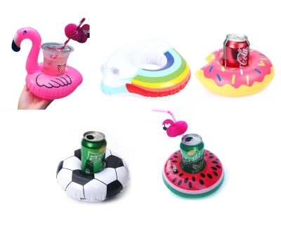 Futbol Karpuz Flamingo Donut Gökkuşağı Desenli Şişme Havuz Bardak Tutucu 5li