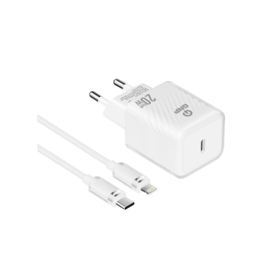 GENPA GNP 20W Transparent GAN Şarj Adaptörü ve Lightning Kablo Seti