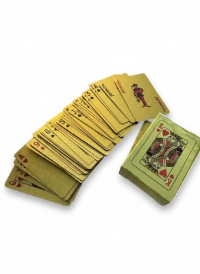 Gold Renk PVC İskambil Poker Kağıdı Destesi Mini Boy