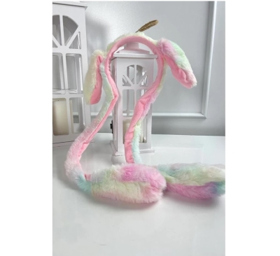 Hareketli Oynar Kulaklı Işıklı Peluş Taç Renkli