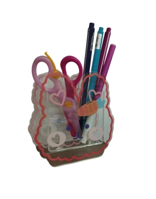 Havuçlu Tavşan Şeklinde Şeffaf Plastik Masaüstü Kalemlik Kalem Kutusu