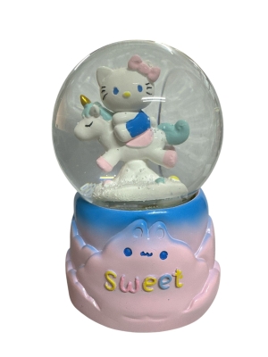Hello Kitty Unicorn Müzikli Işıklı Püskürtmeli Büyük Boy Kar Küresi
