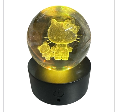 Hello Kitty Işıklı Renk Değiştiren Şarjlı Kristal Cam Küre