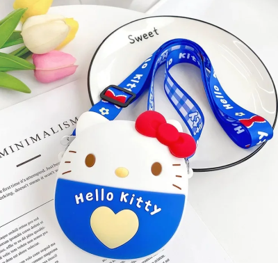 Hello Kitty Mini Silikon Çanta Kalpli Mavi