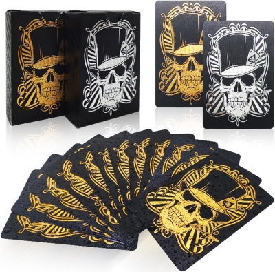 İskelet İskelet Kuru Kafa Tasarımlı PVC İskambil Oyun Kartları Silver