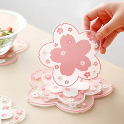Sakura Japon Kiraz Çiçeği Fincan Altlığı Mat Kaymaz Sehpa Matı Sakura Bardak Altlığı Pembe Renk 1 Adet