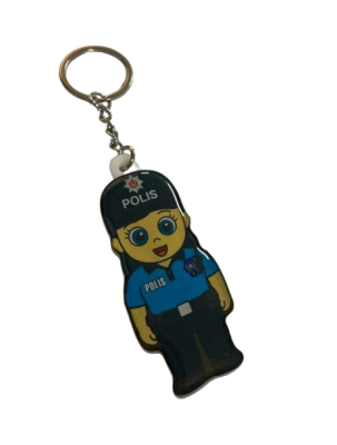 Kadın Polis Figürlü Pleksi Anahtarlık