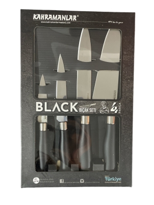 Kahramanlar 4 Parça Çelik Bıçak Seti Black