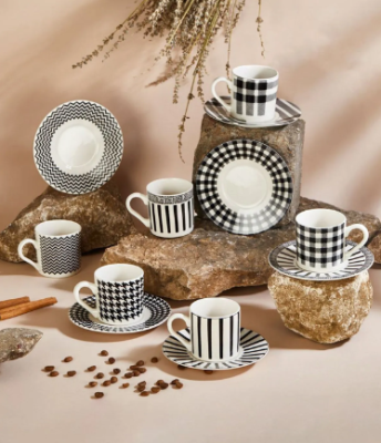 Kahramanlar Asorti 6 Kişilik Kahve Fincan Takımı 90 ml