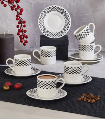 Kahramanlar Noir 6 Kişilik Kahve Fincan Takımı 90 ml