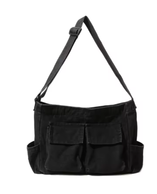 Kanvas Postacı Çantası Crossbody Omuz Çantası Siyah