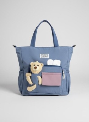 Kawaii Ayıcıklı Kullanışlı Yüksek Kapasiteli Kol Çantası Mavi