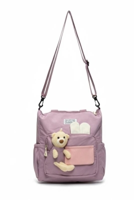 Kawaii Ayıcıklı Kullanışlı Yüksek Kapasiteli Kol Çantası Mor