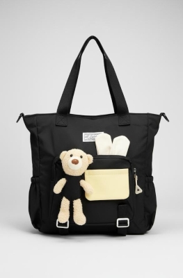 Kawaii Ayıcıklı Kullanışlı Yüksek Kapasiteli Kol Çantası Siyah