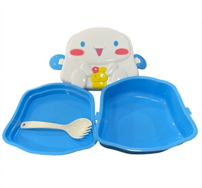 Kawaii Cinnamoroll Bölmeli Plastik Kaşıklı Beslenme Yemek Kabı Mavi