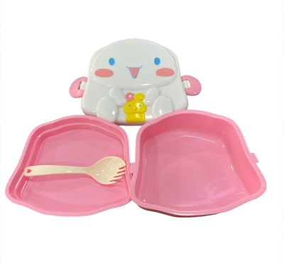 Kawaii Cinnamoroll Bölmeli Plastik Kaşıklı Beslenme Yemek Kabı Pembe