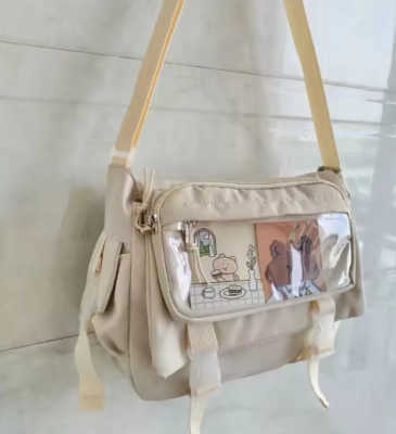 Kawaii Figürlü Omuz Askılı Çapraz Çanta Krem