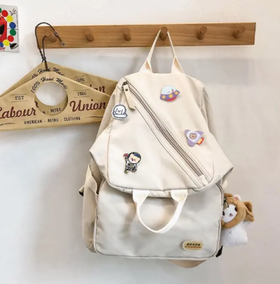Kawaii Kore Tarzı Çok Amaçlı Okul Postacı Omuz Sırt Çantası Krem