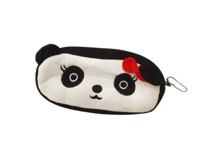 Kırmızı Kurdeleli Panda Peluş Kalemlik Siyah