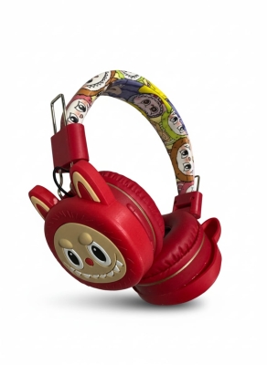 Kırmızı Labubu Kablosuz Bluetooth Katlanabilir Kulaküstü Kulaklık