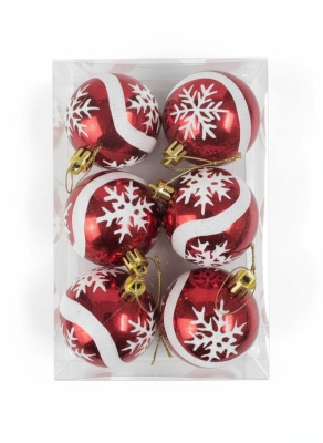 Kırmızı Top 6lı Yılbaşı Ağacı Süsü