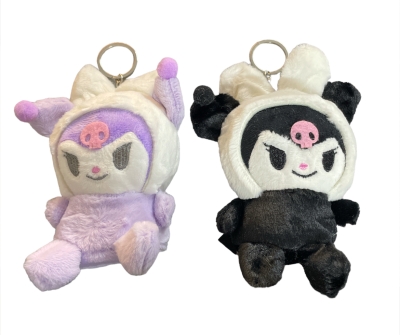 Kuromi 2li Peluş Taçlı Anahtarlık Seti Mor Siyah