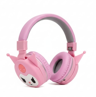 Kuromi Kablosuz Bluetooth Katlanabilir Kulaküstü Kulaklık Pembe