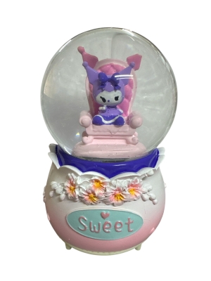 Kuromi Sweet Oturan Müzikli Işıklı Püskürtmeli Büyük Boy Kar Küresi