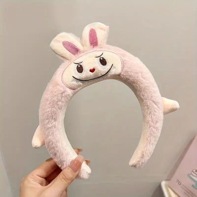 Labubu Figürlü Peluş Taç Açık Pembe