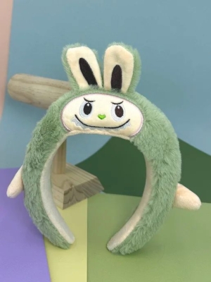 Labubu Figürlü Peluş Taç Yeşil