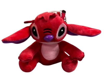 Lilo Stitch Leroy Oturan Peluş Anahtarlık Kırmızı